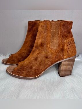 TOMS Perforated Suede Peep-Toe Boots